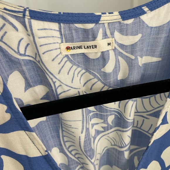 Marine Layer Camila Mini Dress Size Blue Floral Coastal Casual - Picture 3 of 7